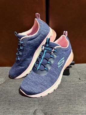 Skechers Skech-Air Edge Brite Times Navy Pink Slip On Sneakers size 8
